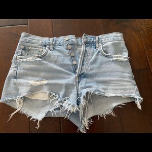 Agolde high rise light wash shorts